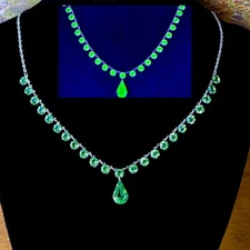 White Gold Filled Uranium Glass Necklace 12k 1/20th