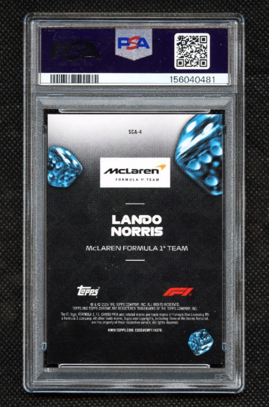 2025 Topps Chrome F1 Lando Norris Ace of Trades Gold /50 PSA 9  "POP 1" view 2