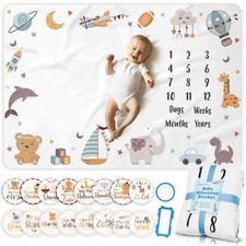 Monthly Milestone Blanket for Baby Boy, Premium Soft Fleece Blanket, First 12...