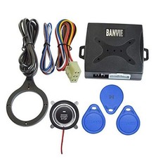 Car Alarm System RFID Push Engine Start Button  Keyless Go System Blue Key