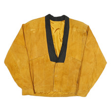 Giacca In Pelle Gialla E Nera PADMA Da Uomo Con Bottoni XL In Suede