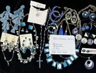 Vtg/now Blue Costume Jewelry Lot Of 22: Necklaces Earrings Ring — photo 1