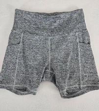 Ebb & Flow Shorts High Rise Womens Medium Gray Stretch Elastic Waist Pocket
