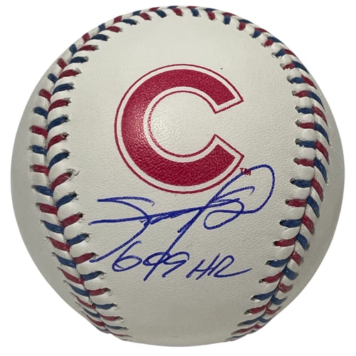 Sammy Sosa Signed Cubs Logo ROMLB Baseball w/ 609 HR Beckett Witness BAS COA
