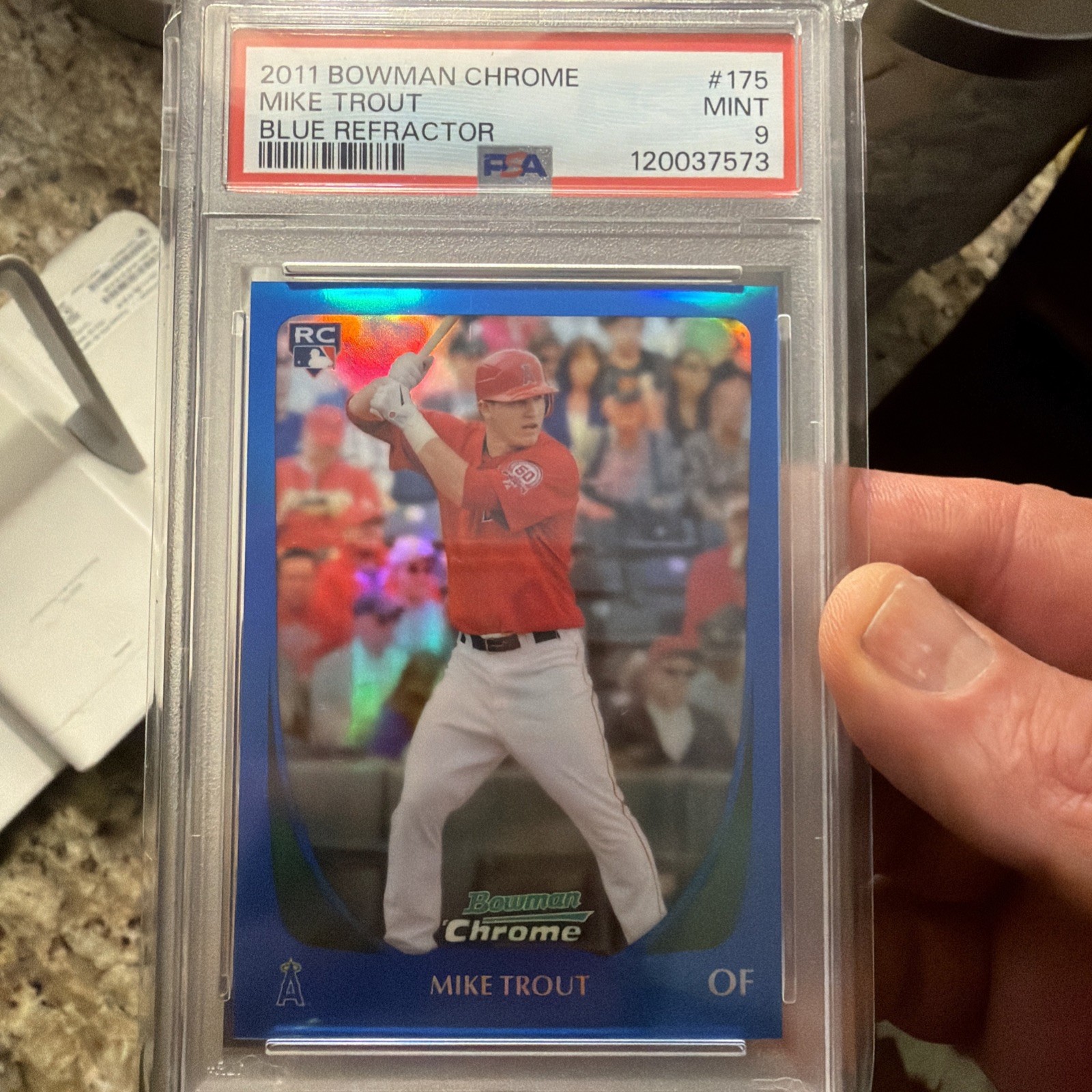 Mike Trout 2011 Bowman Chrome #175 Blue Refractor RC #D /150 PSA 9🔥📈Angels