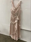 Top Dress Brand Women's Champagne Pink Satin Formal Gown Beaded Lace Up NWT