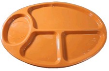 Set of 4 Vintage Plastic BW Divided Plates 14" 10" Picnic Camping Great For Kids