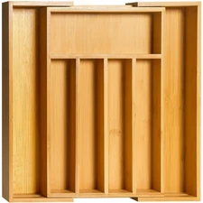 Utopia Kitchen Expandable Bamboo Utensil Drawer Organizer, Silverware Organiz...