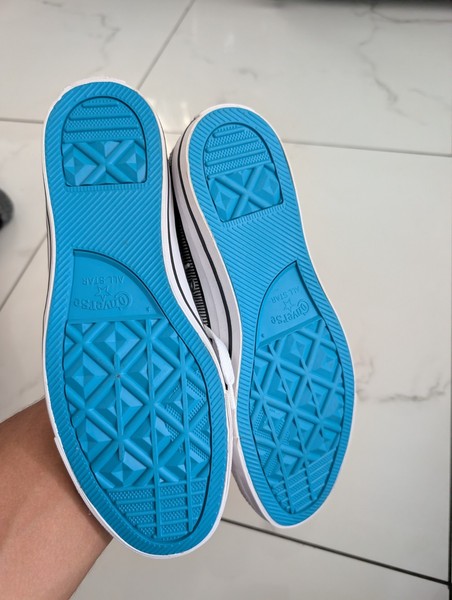 RARO 9.5 - Converse Chuck Taylor All Star Altos Hackeado Moda - Blanco Crema Azul 3