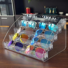 Sunglasses Organizer Clear Eyeglasses Display Case Sticker Display Tray Box for