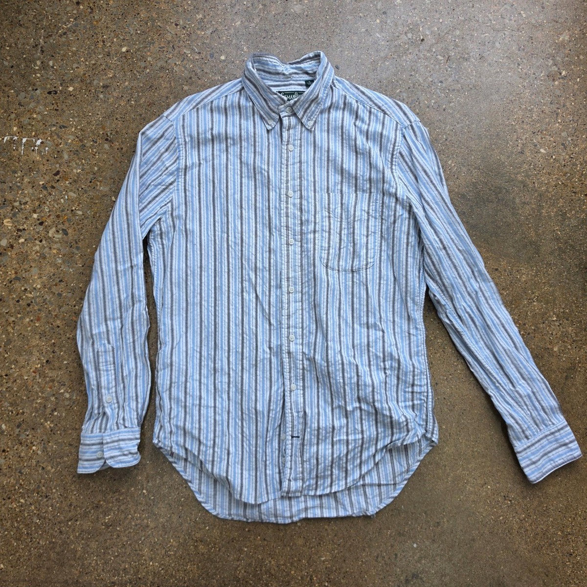 Gitman Vintage jaquard stripe oxford black / blue men's l/s M
