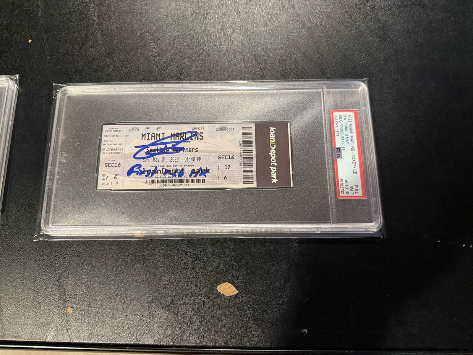 Julio Rodriguez 1ST MLB HR TICKET PSA 7 10 AUTO 5/1/22 WITH INSCR. LOW POP view 9