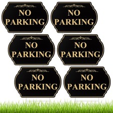 Juexica 6 Pcs No Parking Signs with Stand 12 x 8 inches / 30 x 20 cm, silver