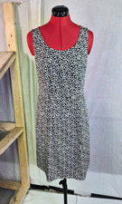 Anne Taylor Loft Dress Sleeveless Swing Fit & Flare Black White Size 6 F895