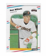 1988 Fleer MATT WILLIAMS ROOKIE CARD Giants 101 DAVE MARTINEZ CHUCK FINLEY