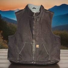 Carhartt V33 DKB Vest Dark Brown Sherpa Lined Duck Canvas Workwear Chore Men 2XL