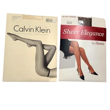 NEW Calvin Klein Matte Sheer To Waist Pantyhose Size C &Hanes Sheer Elegance LOT