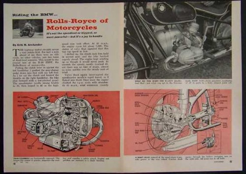 BMW R-69 Motorcycle 1960 original Road Test article