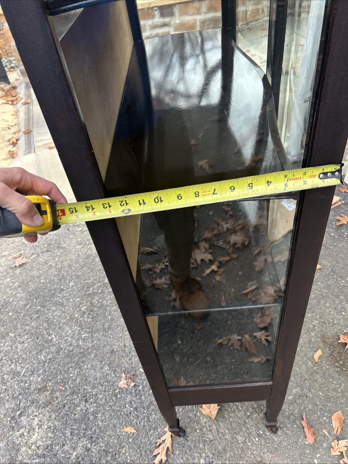 Antique wood cabinet curved glass Great Display Cabinet