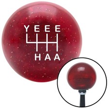 White Yeeehaa 6 Speed Red Metal Flake Shift Knob W M16x1.5 Insert Shifter Auto