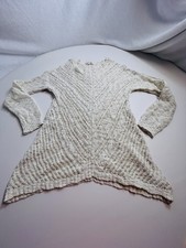 Pink Rose Cream Sheer Open Knit Asymmetrical Sweater Dress Wmns L Boho Lagenlook