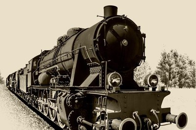 Steam Engine Train Black and White Vintage Retro Photo Photograph Poster 24x16