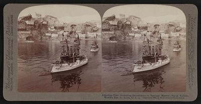 American fleet blockading the entrance to Santiago Harbor - naval exhibit,