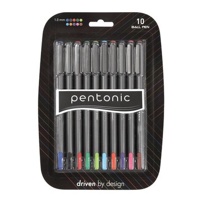 Pentonic Premium Ball Point Pen 1.0 mm Medium Point, 10-Count, Assorted Color...