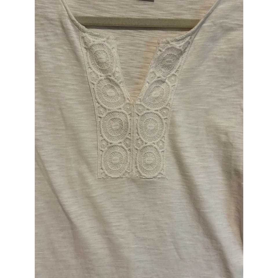 Top de encaje Love de mezcla de algodón blanco para mujer CHICO'S talla 1 M cápsula boho carrera Foto 4 de 4