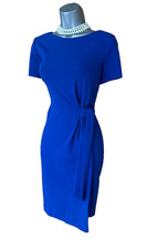 Phase Eight UK 10 Blue Thelma Short Sleeves Wrap Knee Length Occasion Dress EU38