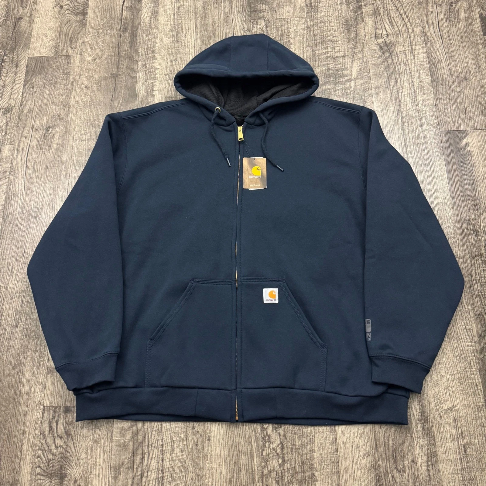 NWT Carhartt Rain Defender Thermal Lined Full Zip Hoodie Navy Men's 2XL