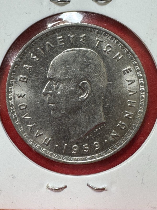 1959 GREECE 10 DRACHMAI UNC GREEK BEAUTIFUL COIN WORLD FOREIGN LARGE