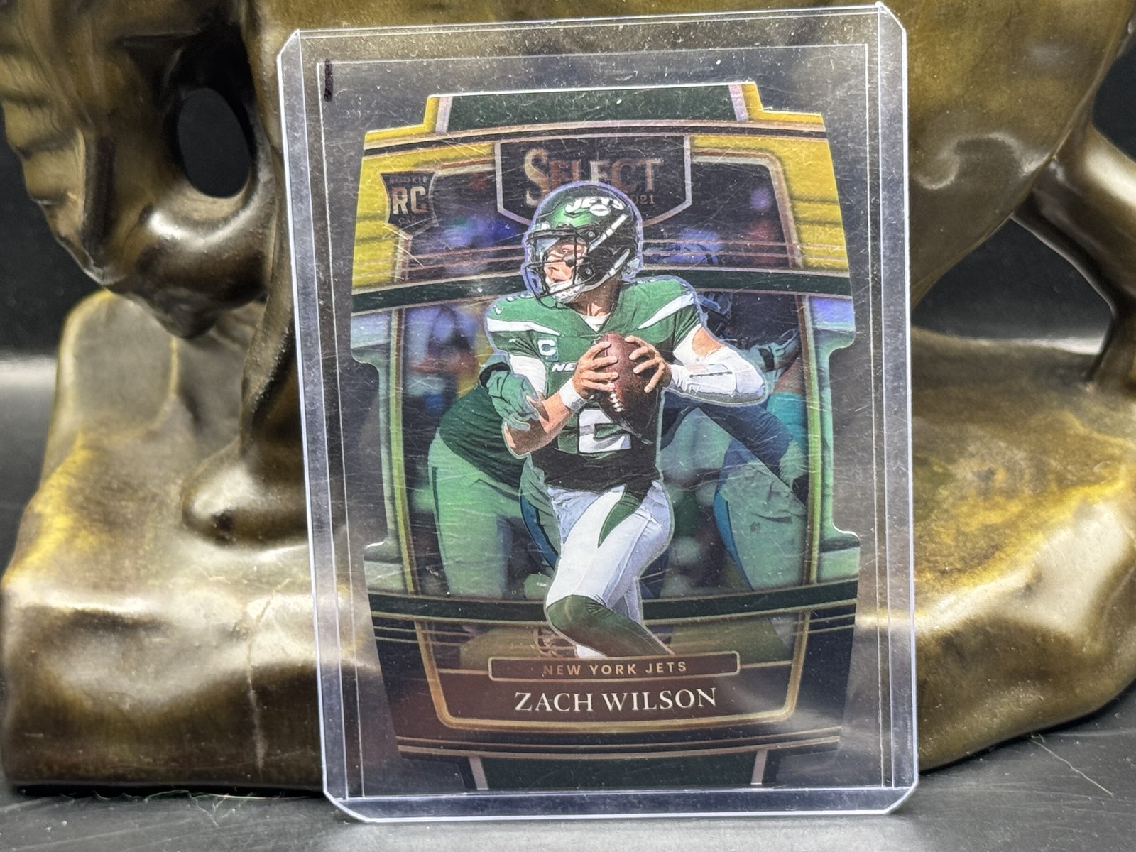 2021 Panini Select #44 Zach Wilson Green and Yellow Prizm Die Cut