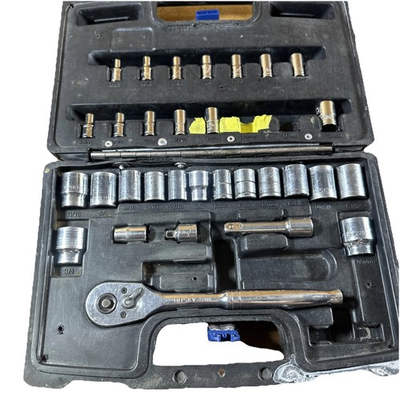 #ad #ad Husky 32 Piece 3 8 In. Drive Mechanic Socket Set Metric SAE Vintage $24.90