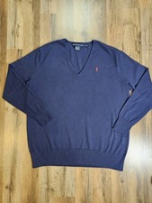 Ralph Lauren Sport Men's Cotton Sweater Size XL Vintage Preppy V-Neck