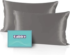 Silk Pillowcases Set of 2, Grey, Standard 20" 26" for Hair Skin