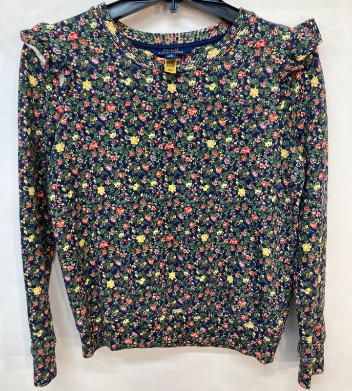 Polo Ralph Lauren Floral Long Sleeve Girls Shirt L (12-14) Navy Multicolor