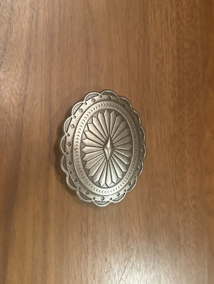 VTG Pewter Southwestern Concho Belt Buckle 3.25” Starburst Unisex Western Boho - Image 3 of 4