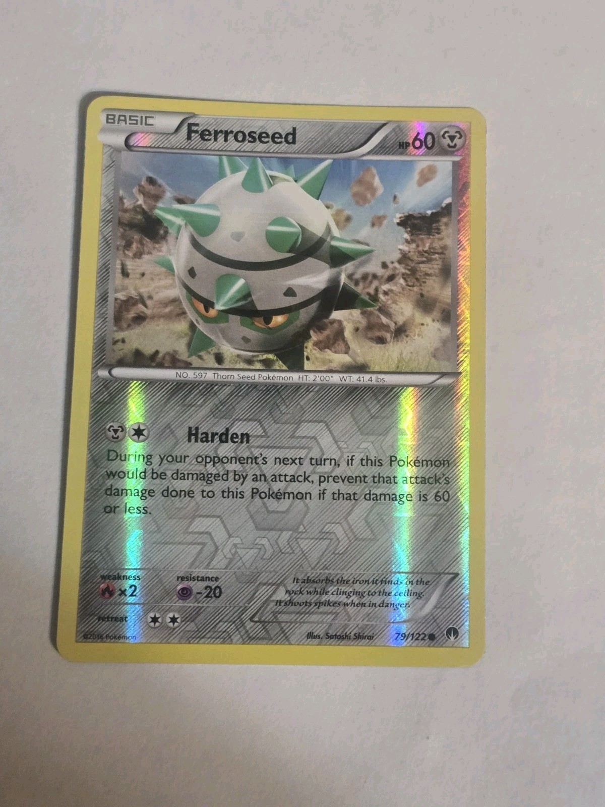 2016 Pokemon Card XY Breakpoint Ferroseed 79/122 Shiny Finish