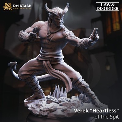 Verek Heartless of the Spit, Tiefling Monk, DM Stash, 3D Printed Miniature, D&D