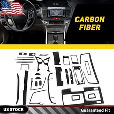 31pcs Carbon Fiber Full Interior Set Kit Cover Trim For Honda Accord 2013-2017
