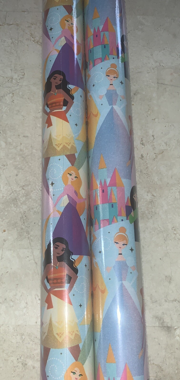 2 Disney Princess Gift Wrap All Occasion Birthday Wrapping Paper Roll NEW