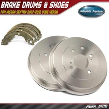 Rear Brake Drums + Ceramic Brake Shoe for Nissan Sentra 2007-2012 Versa 07-09