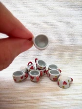 10 Coffee.Tea Cups Lovely Ceramic Dollhouse Miniatures Cookware Tableware Decor
