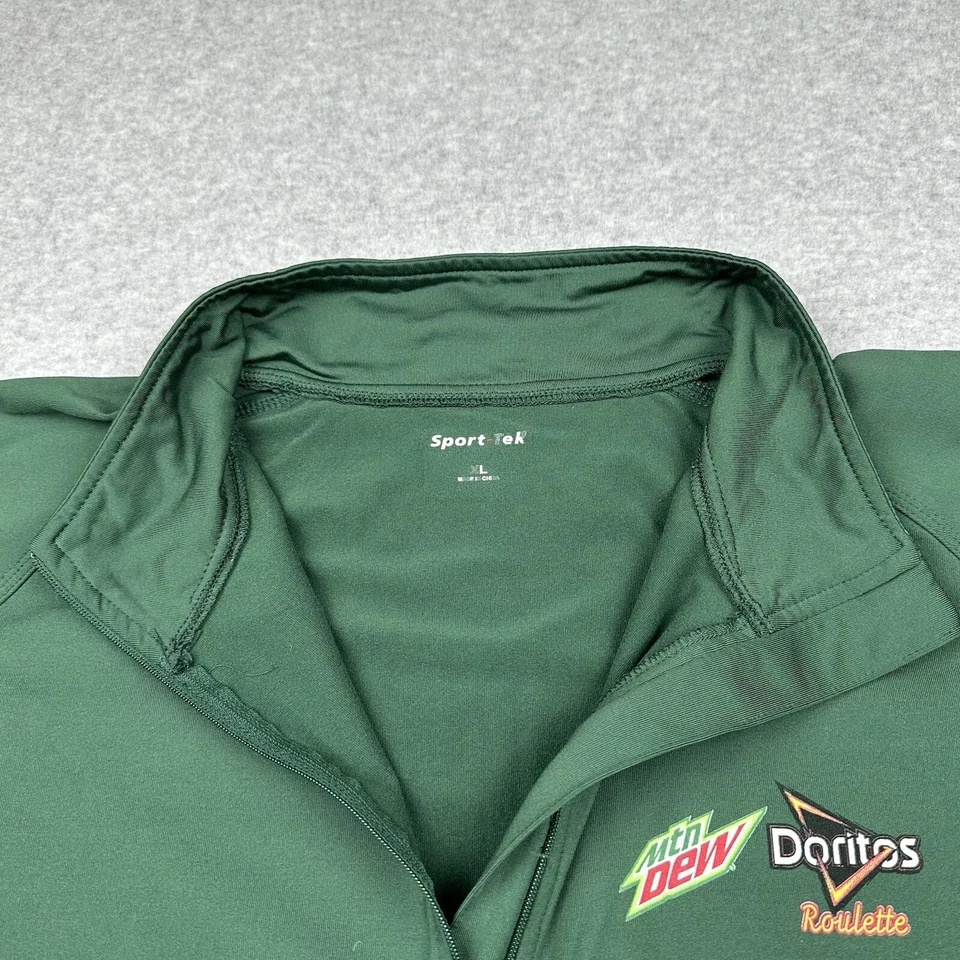 Chaqueta Mountain Dew X Doritos XL Verde 1/4 Cremallera Pullover Rendimiento Y2K RARA Foto 3 de 4