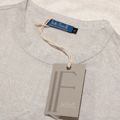 Italo Ferretti NWT Short Sleeve Crew Neck T-Shirt Size Large in Gray 100% Cotton