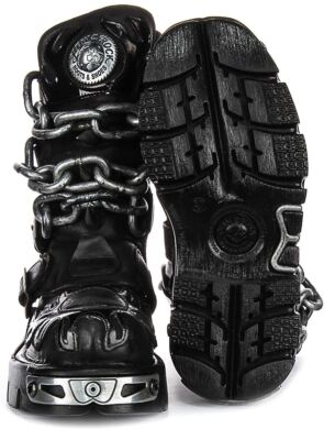 Newrock 727 Reactor Skull Chain Buckle Womens Boot In Black Silver