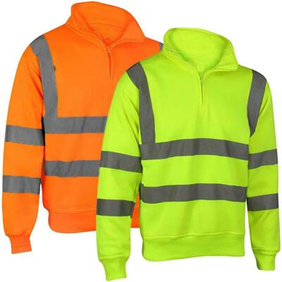 Durus Workwear Hi Vis Half Zip Sweatshirt Reflective Work Top Pullover