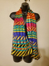 Vintage Liz Claiborne 100 Silk Geometric Retro Scarf Wrap made in Japan