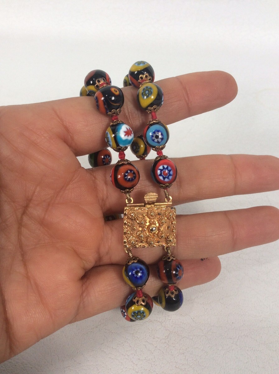 Vtg Italian venetian murano Millefiori art glass 2 Strands  display picture 1
